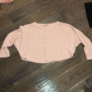 Pink and white sweater crop top